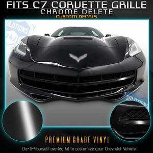 Fit 14-19 Corvette C7 Front Grille Chrome Delete Blackout Vinyl Kit Gloss Black - Bild 1 von 4