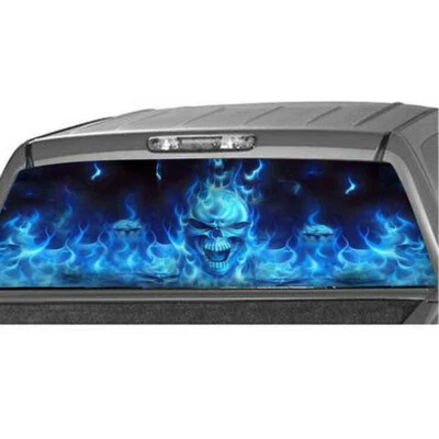Body Rear Window Decal Vinyl Flaming Skul Graphics Sticker Fit For Car Truck SUV - Image 1 of 4