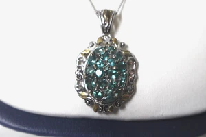 Indischer Ozean Apatit Anhänger und Kette 14K YG und Plat/SS 20 Zoll Kette Neu mit Etikett in Box - Bild 1 von 6