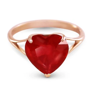 Anillo de rubí de oro rosa 14K de 4,3 quilates con piedra preciosa natural 10,0 mm en forma de corazón - Imagen 1 de 4