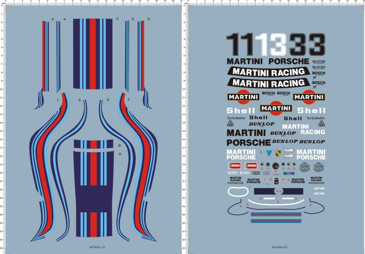 1/12 Porsche 935 martini racing car panel Markings Model Kit