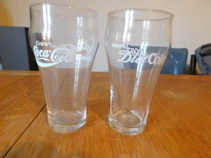 Pair Coca Cola Coke / Diet Coke White Logo  design glass - Picture 1 of 3