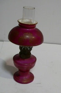 Vintage Lusterware Miniature Oil Lamp Vintage DABS Small Oil Light Pink - Picture 1 of 12