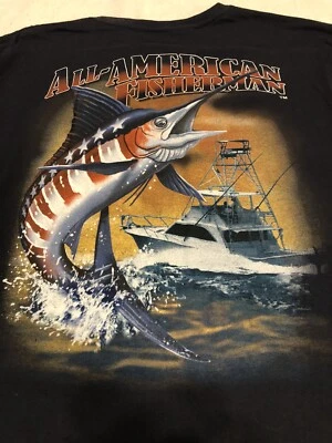 ALL AMERICAN FISHERMAN GRAPHIC T-SHIRT ADULT MEN'S  L FISHING Foto 1 de 4