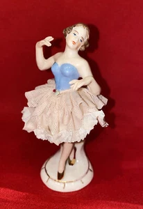 "Estatuilla de bailarina vintage Dresden Art, 4,5"" de alto" - Imagen 1 de 10