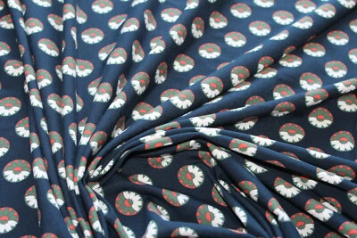 1 Lfm   Jersey 3,20€/m² Singlejersey dunkelblau geblümt Q30 - Bild 1 von 2