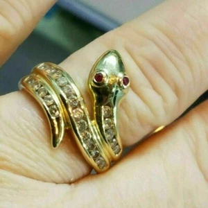1.50 CT Round Cut Diamond Snake Engagement Ring 14K Yellow Gold Finish Size M-T - Picture 1 of 6