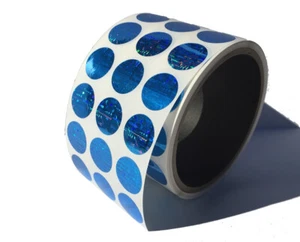 Adesivo sigillo etichetta rotonda di sicurezza blu brillante olografico manomissione evidente 0,75" - Foto 1 di 2