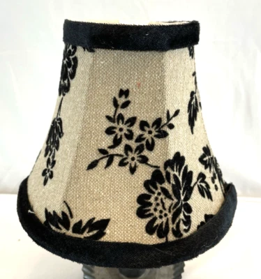 Tan & Black Print Clip On Lamp Shade with 5" Tall - Image 1 of 4