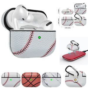 Étui motif baseball/basketball pour porte-clés Airpods Pro cuir