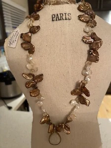 Natural Tahitian CHOCOLATE &IVORY KEISHI PEARLS 162 CTS MOONSTONE PENDANT NECKLC - Picture 1 of 6
