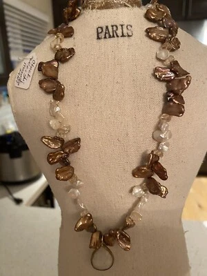 Natural Tahitian CHOCOLATE &IVORY KEISHI PEARLS 162 CTS MOONSTONE PENDANT NECKLC - Image 1 of 4