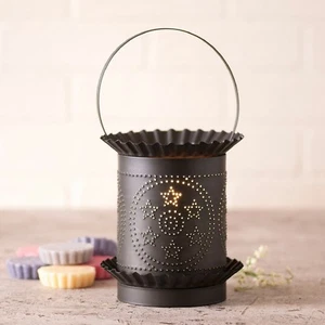 Wax Tart Warmer Jumbo Circle Stars Pattern Electric Kettle Black Irvins Country - Bild 1 von 4