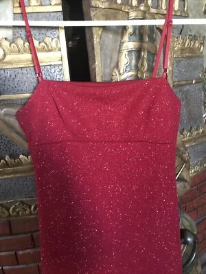 Vestido de fiesta vintage años 90 Jodi Kristopher rojo rubí brillante Foto 1 de 4