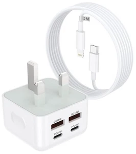 40W Fast Charger Wall Charge Plug Adapter and 2M Type C Charging Long Cable - Picture 1 of 7