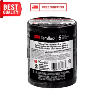 Temflex 3/4 In. X 60 Ft. 1700 Electrical Tape Black (5-Pack) - Picture 1 of 7