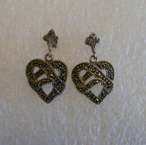 Sterling Silver Heart Earrings - Picture 1 of 2