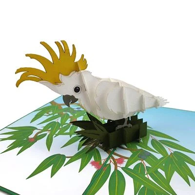 Tarjeta emergente de cacatúa con cresta de azufre Foto 1 de 4