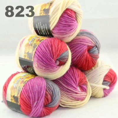 SALE 6BallsX50gr Warm Colorful Rugs Knitting Wool Blankets Crocheted Yarn 23 - Image 1 of 4