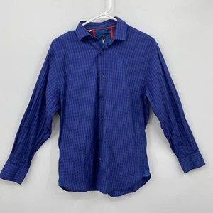 Visconti Black Button Up Shirt Long Sleeve Checkered Blue Size S Mens - Picture 1 of 10