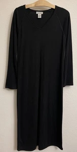 Natori V-Neck Sleepwear Long Nightgown Pajamas PJs Black XS - Picture 1 of 5