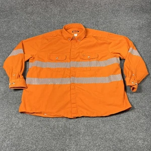 Wrangler FR Riggs Workwear Shirt Mens XXL Orange FR Reflective Hi Vis Work - Picture 1 of 12