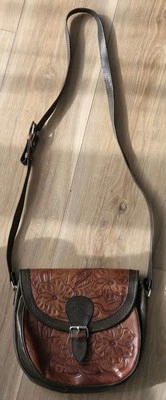 Cartera de cuero vintage Leaders con correa para el hombro flores Foto 1 de 4