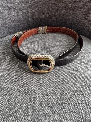 Cinturón Reversible Brighton Marcus Dos Tonos Dorado Plata Negro Marrón XLarge 38 Foto 1 de 4