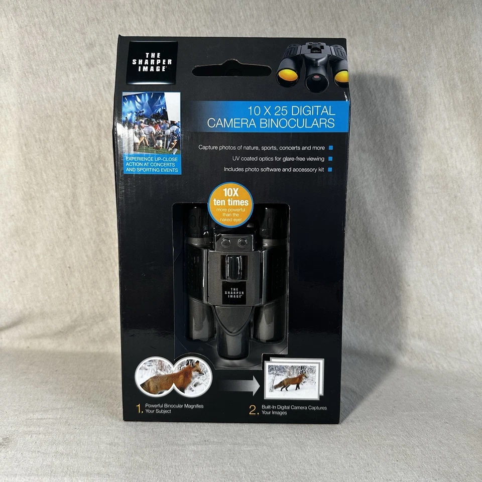 10x25 DIGITAL CAMERA BINOCULARS - THE SHARPE IMAGE UV COATED OPTICS MAGINIFY NIB - Image 1 of 4