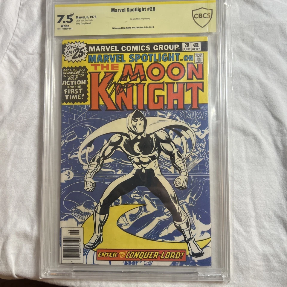 CBCS 7.5 Marvel Spotlight #28 1st Solo Moon Knight Signed Wolfman (not CGC) - Image 1 of 4