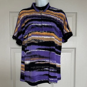 Jamie Sadock Women's Colorful Abstract Print Golf Polo T-Shirt Short Sleeve Sz M - Picture 1 of 11