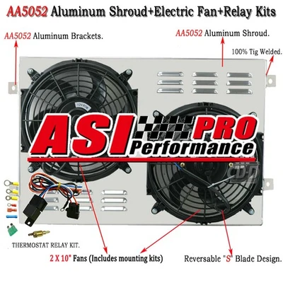 Ventilador de radiador eléctrico + relé de cubierta Fit 1967-1970 69 Ford Mustang Mercury Cougar Foto 1 de 4