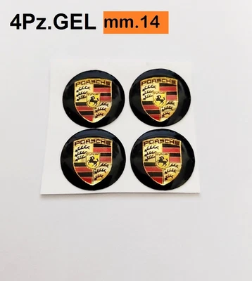 4 adesivi PORSCHE 14. mm stemma logo 3D Auto GEL morbido chiavi telecomando - Immagine 1 di 4