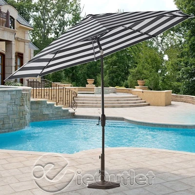 NEW 10' Aluminum Sunbrella Auto-Tilt Crank Patio Deck Commercial Market Umbrella - Image 1 of 2
