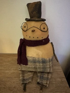 Primitive~Folk Art~Christmas Winter Handmade Snowman Farmhouse Decor - Picture 1 of 5