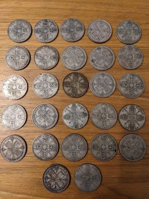 Job Lot British 50% Silver George V Florin Coins 298g - .500 - Image 1 of 3
