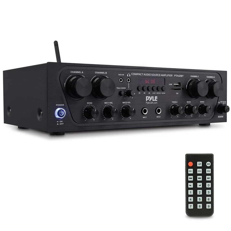 Pyle Bluetooth Audio Amplifier, 4-Ch. Audio Source Stereo Receiver System - Image 1 of 4