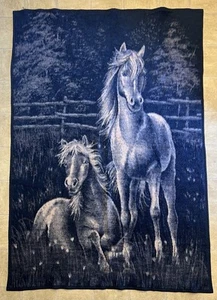 Vintage Biederlack Reversible Horse Mare Throw Blanket Made In USA 74" x 52" - Picture 1 of 8