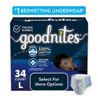 Goodnites Nighttime Bedwetting Underwear for Boys, L, 34 Ct ，NEW