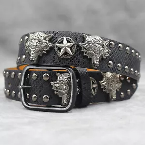 Rivet Belt Men&Women's Studded Belt Punk Rock With Pin Buckle Hardware Jeans - Picture 1 of 47
