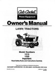 Manuale Operatore Proprietario Trattore IH CUB CADET Modello 1215 1220 - Foto 1 di 3