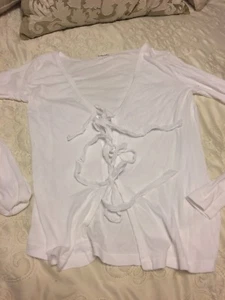 Camisa Braez Blanca Mangas Largas con Cordones Frontal S Lg Algodón Suave - ¡Linda!  Nuevo sin etiquetas - Imagen 1 de 7