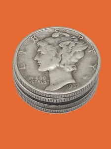 Lote de monedas de diez centavos de plata Mercury ~ CINCO monedas ~ 90% circuladas FECHA COMPLETA - Imagen 1 de 3
