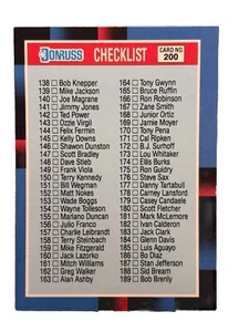Excellent: Vintage 1988 Donruss Checklist 138-247 Trading Card - Picture 1 of 2