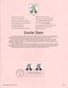 #9938 22c Tío Sam Bobina Sello #3353 Página de recuerdo - Imagen 1 de 1