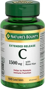 Nature's Bounty Vitamin C with Rose Hips 1500 mg 100 Coated Tablets EXP 01/2026 - Picture 1 of 2