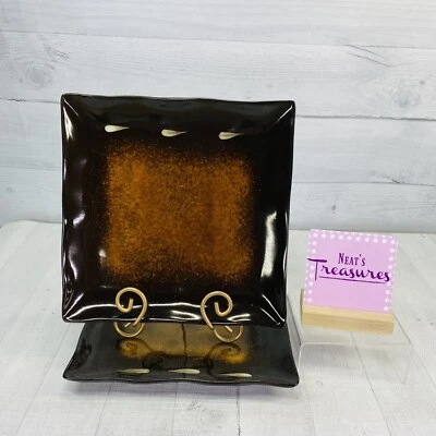 Juego de 2 platos de cena cuadrados de gres marrón GALLATIN Mikasa Gourmet Basics Foto 1 de 4