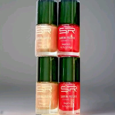 Sabrina Rudnik 4er-Set Nagellack für Kunstnägel 2x rot/Glimmer + 2x beige/creme - Bild 1 von 2