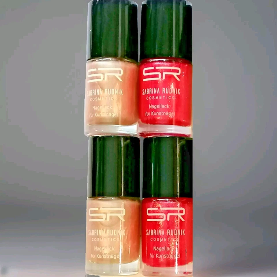 Sabrina Rudnik 4er-Set Nagellack für Kunstnägel 2x rot/Glimmer + 2x beige/creme - Bild 1 von 2