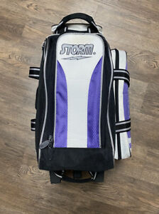 Used Storm Rolling Thunder  2 Ball Roller Bowling Bag  Purple Black White